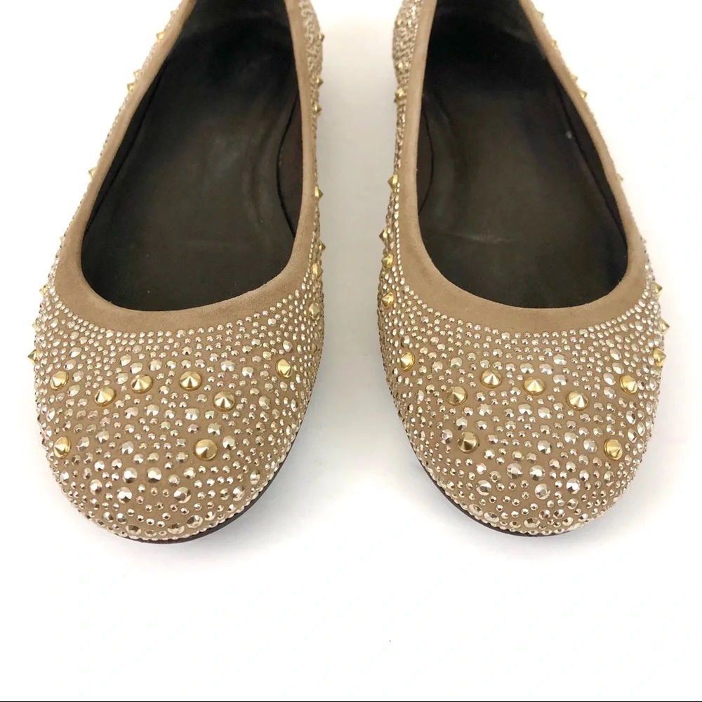 Stuart Weitzman Nubeads Studded Suede Ballet Flats